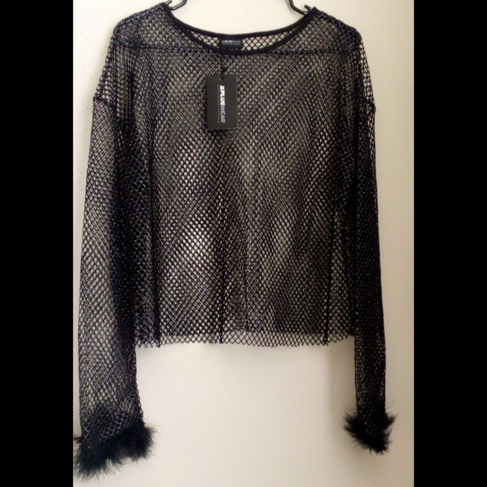 🆕 LISTING!! BNWT GLITTER MESH NET TOP - Picture 5 of 16